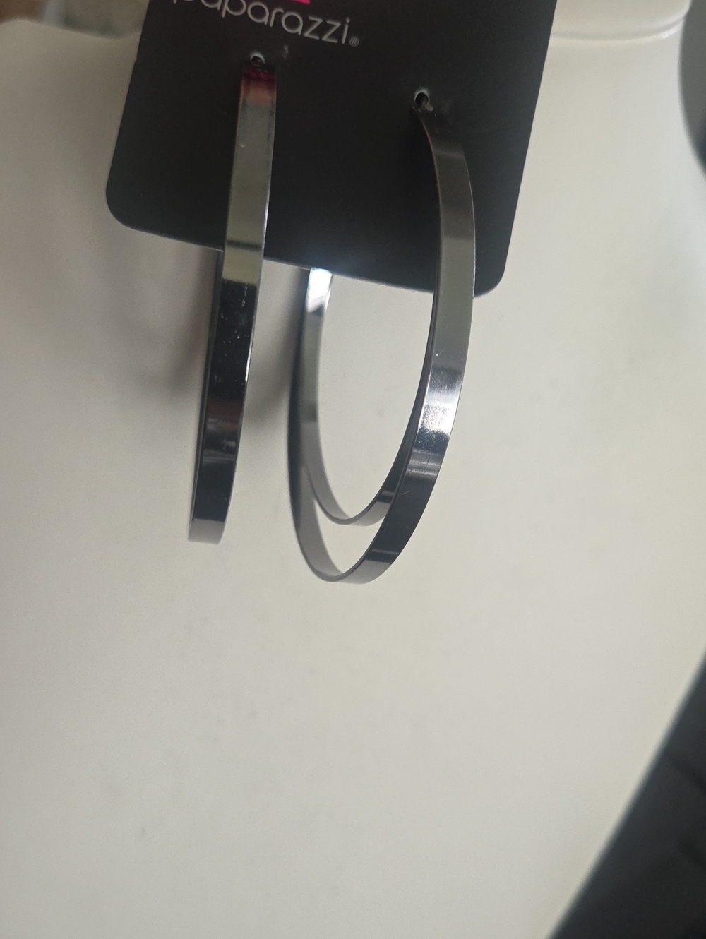 Paparazzi Moon Child Metro Black Hoop Earrings NWT - Picture 2 of 4